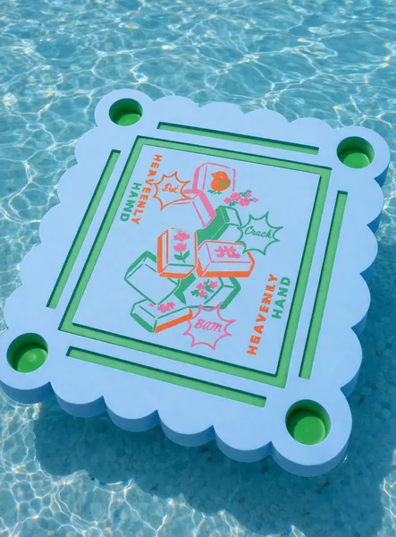 Floating Mahjong Tile Mat in Blue Lagoon