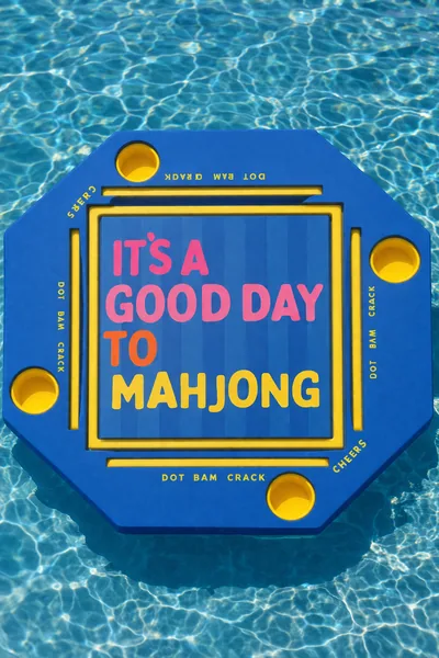 Floating Mahjong Tile Mat in 'It's a Good Day to Mahjong' Blue