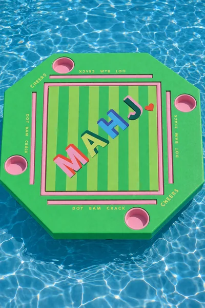 Floating Mahjong Tile Mat in MAHJ Block in Green and Pink