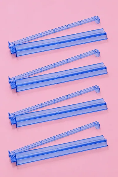 Blue Acrylic Mahjong Tile Racks Racks with Pushers Set of 4, 17.5"W