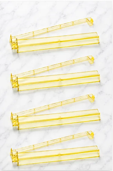 Yellow Acrylic Mahjong Tile Racks Racks with Pushers Set of 4, 17.5"W