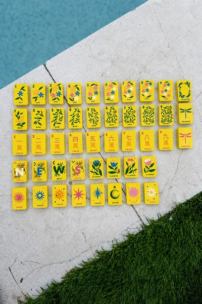 Floating Mahjong Tiles in Palm Springs yellow for the Pool