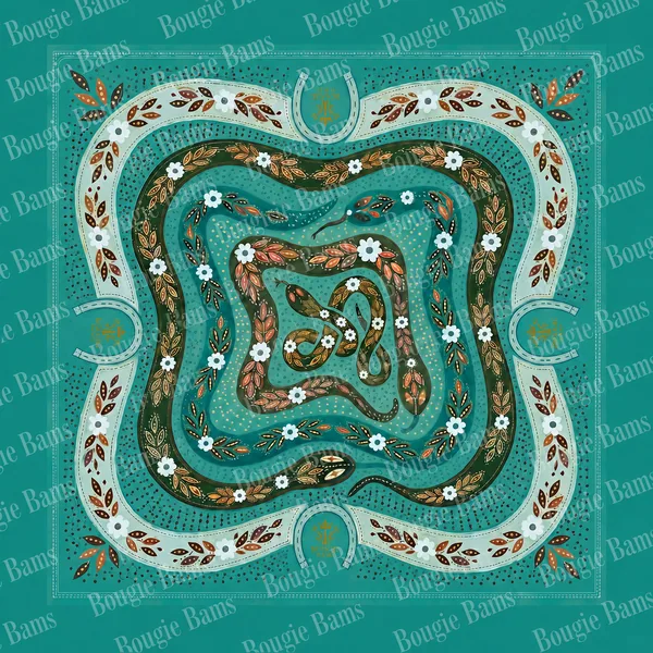 Turquoise Snake Bandana 33" Mahjong Mat