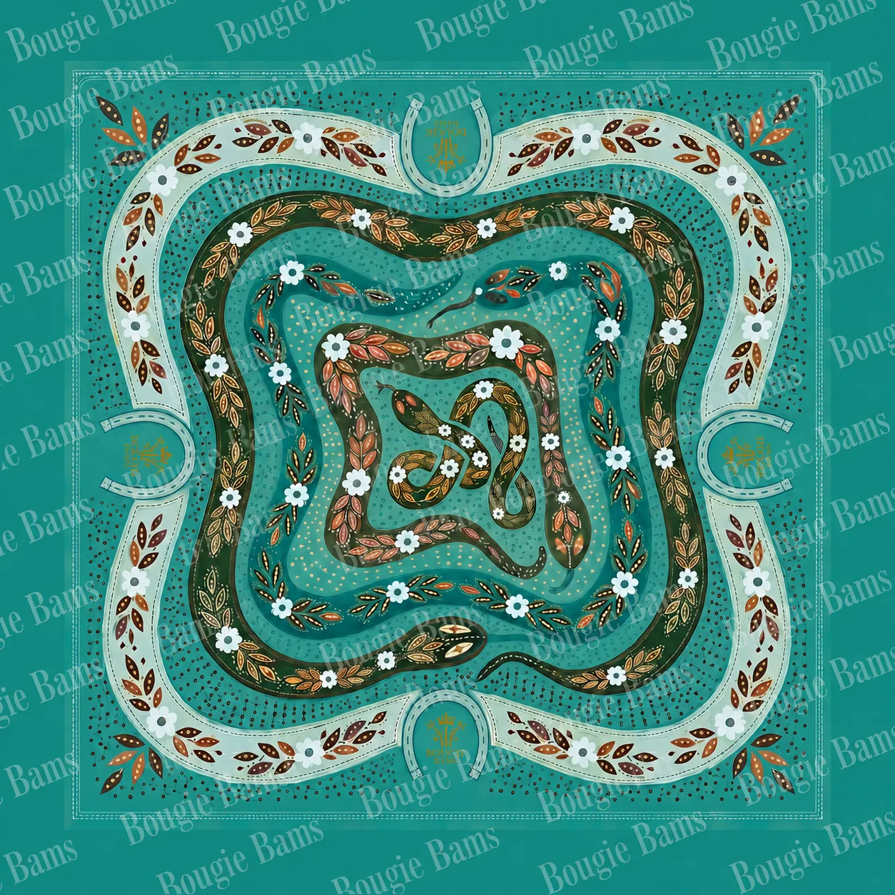 Turquoise Snake Bandana 31" Mahjong Mat