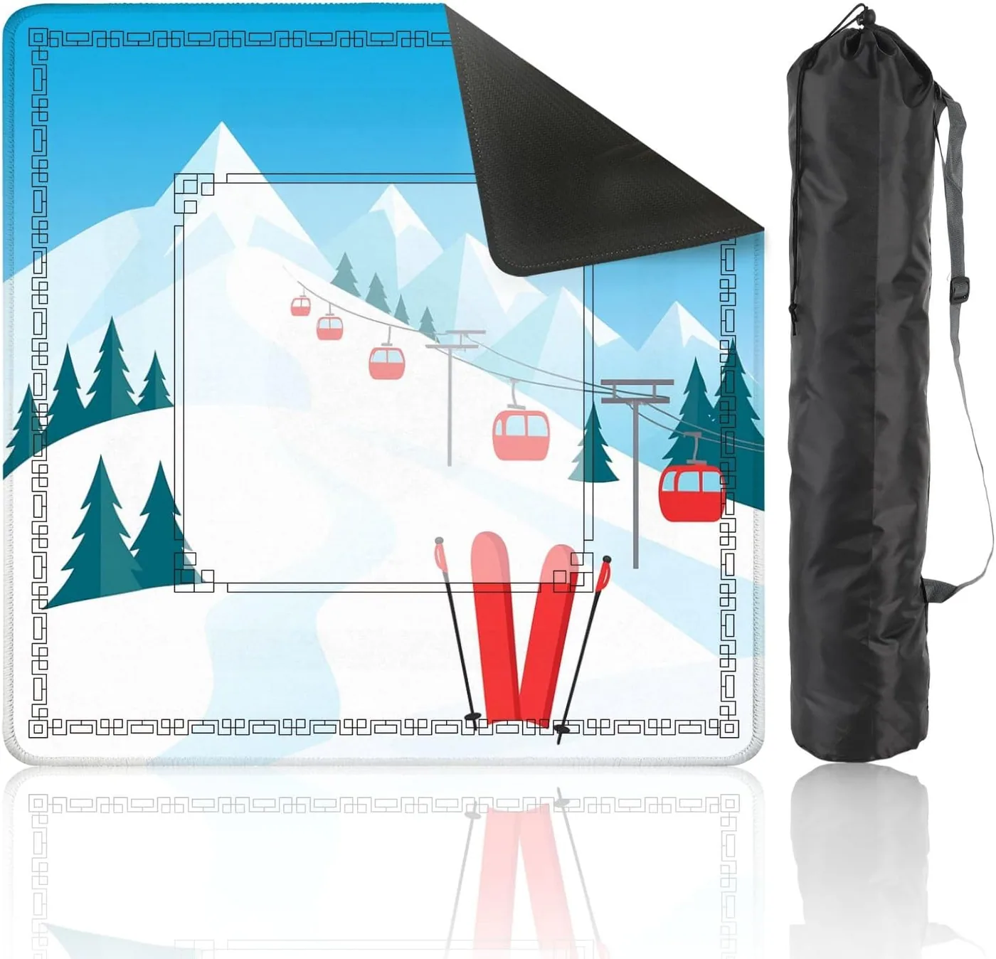 VETEB — Mahjong Mat for Table, Winter Mountain Landscape 31.5" x 31.5"