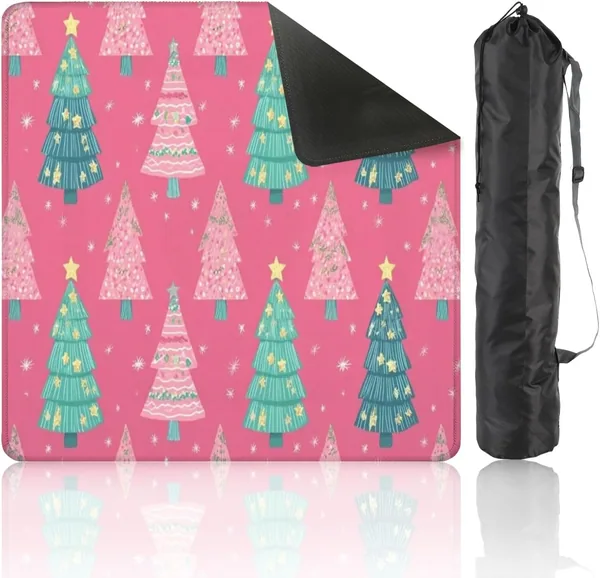 VETEB — Mahjong Mat 31.5" x 31.5", Christmas Trees Cartoon Style Pink