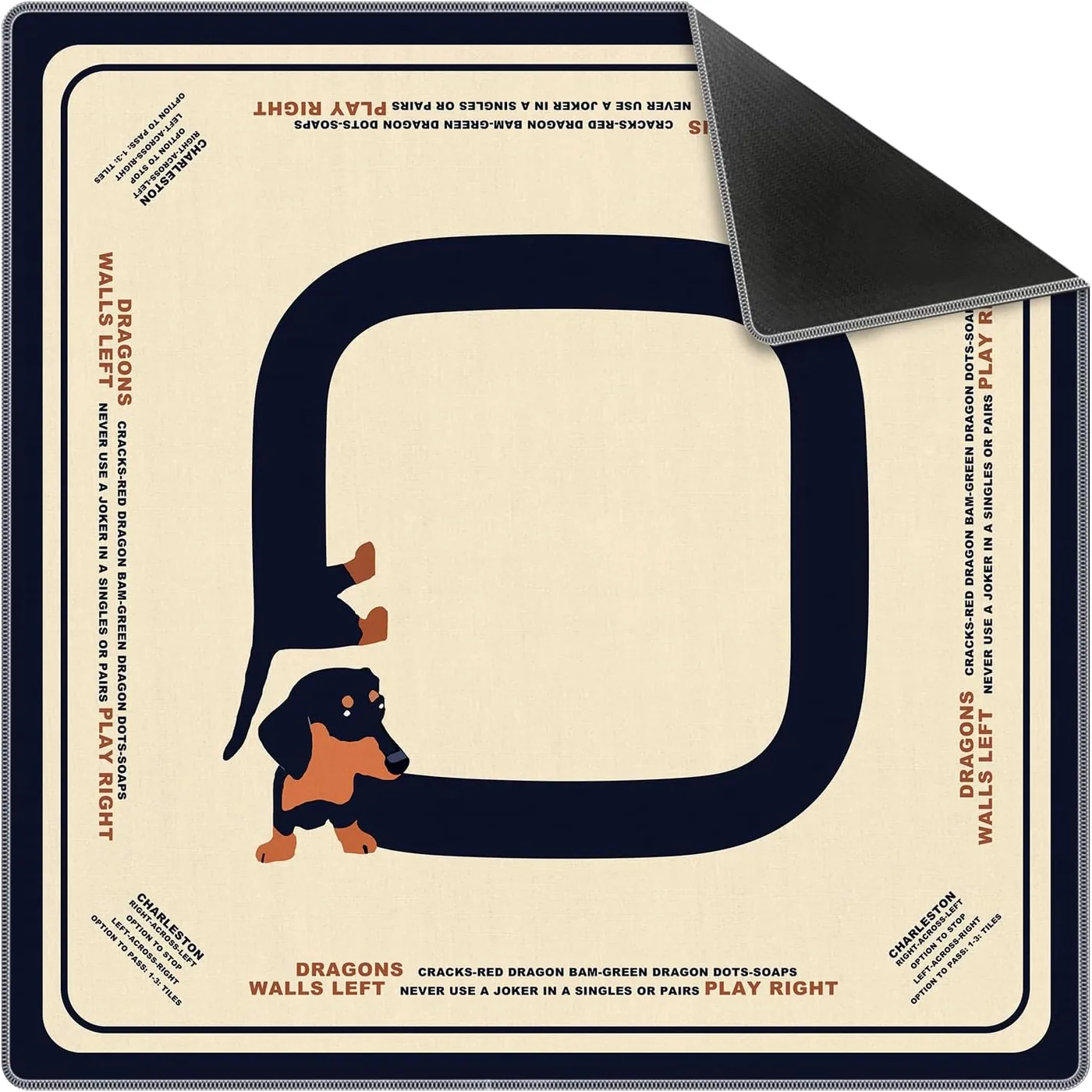 Elpwk — Cute Dachshund Dog Mahjong Mat 31.5x31.5 Inch, Beige