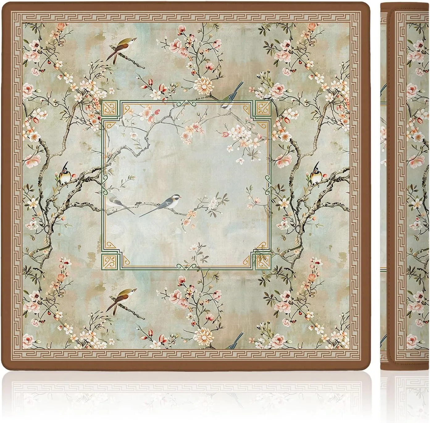LZYRF — Vintage Chinoiserie Cherry Blossom Mahjong Mat 31.5 x 31.5 in