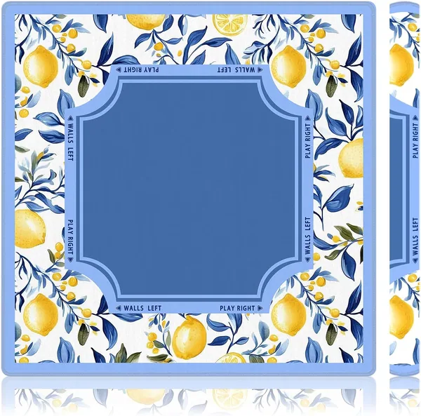 BNHJKFQZ — Blue and Yellow Lemon Mahjong Mat 31.5x31.5 Inch
