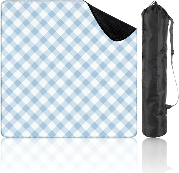 VVLUXIDECO — Mahjong Mat for Table, Light Blue Gingham 31.5"x31.5"