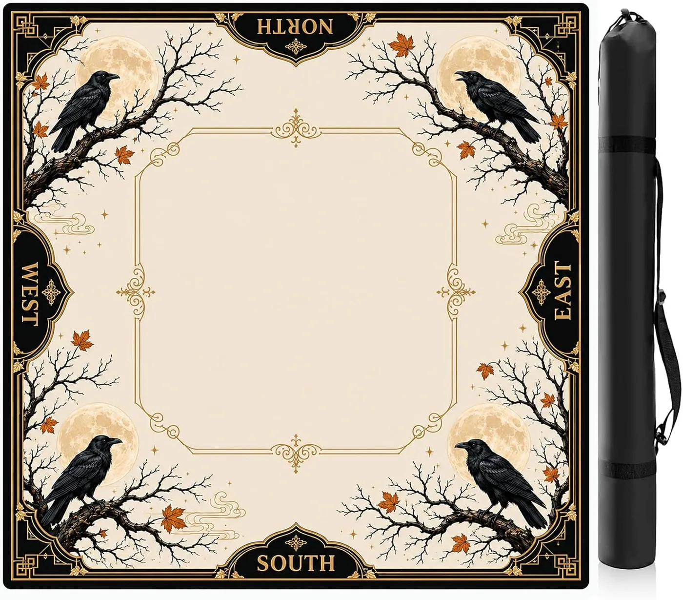 KAVORYX — Halloween Vintage Crow Pattern Mahjong Mat, 32 in