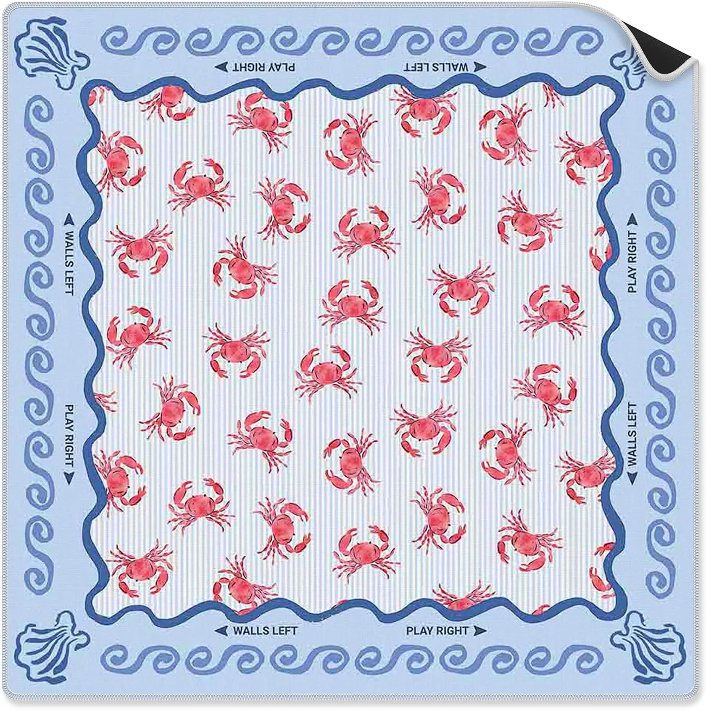 Yomisex — Blue Coastal Beach Crab Mahjong Mat 31.5 x 31.5 Inch