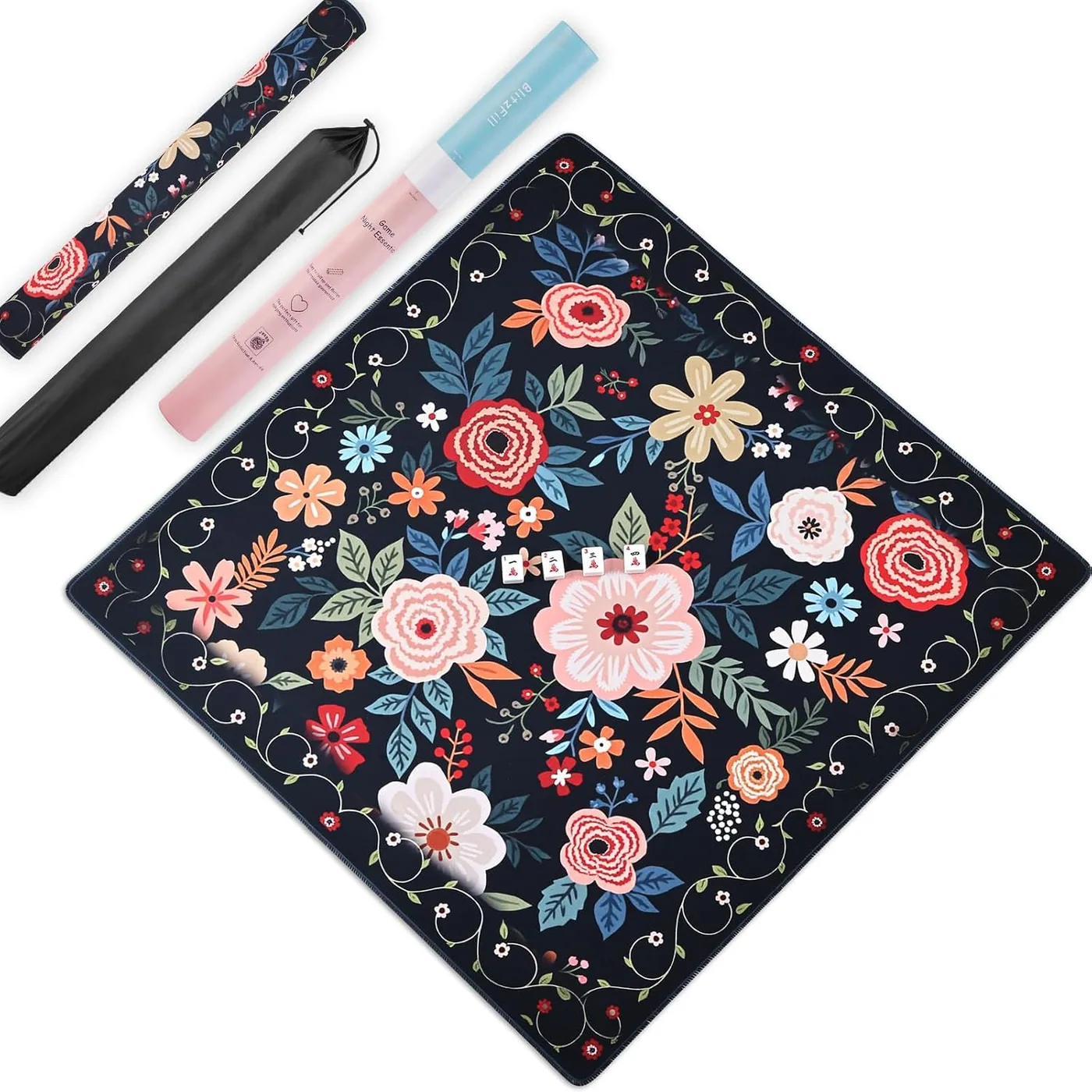 BlitzFill — Mahjong Mat for Table, Waterproof & Silent, Black