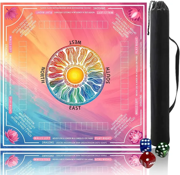 Pittera — Rainbow Gradient Mahjong Mat 31.5 Inch with Rules, Dice and Bag