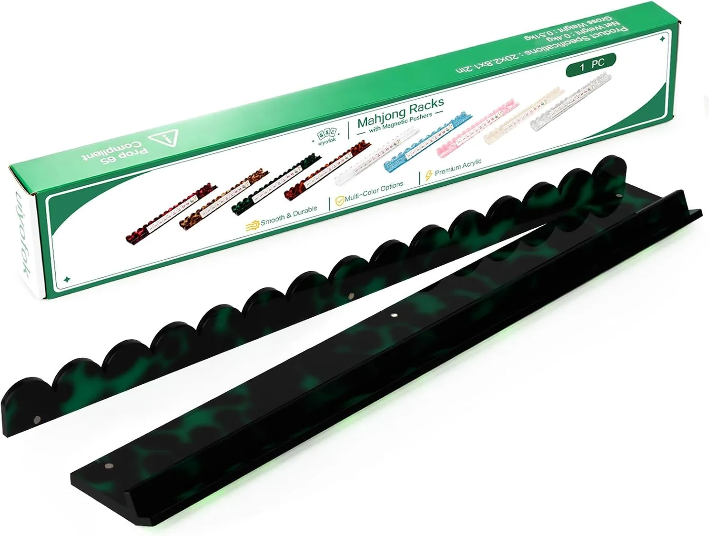 uiyofok — Mahjong Rack with Magnetic Pusher, 20 Inch, Green Tortoise (1 piece)