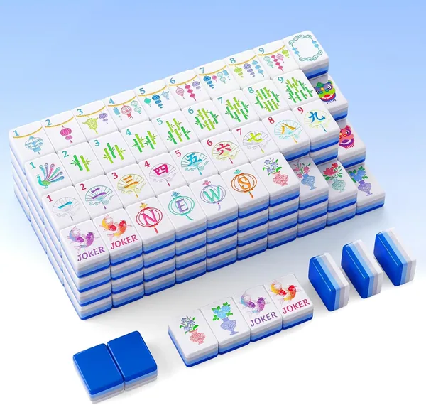 Simgoing — 160 Pcs American Mahjong Tiles 1.2 Inch, Four Layer, Royal Blue