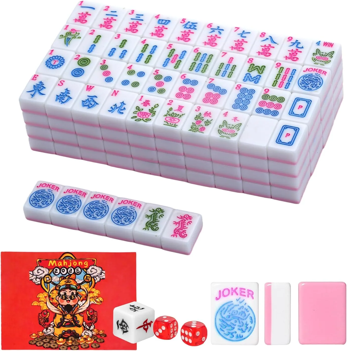 MJDYTYT — American Mahjong Tile Set, 1.2 in, 166 Pink Travel Set