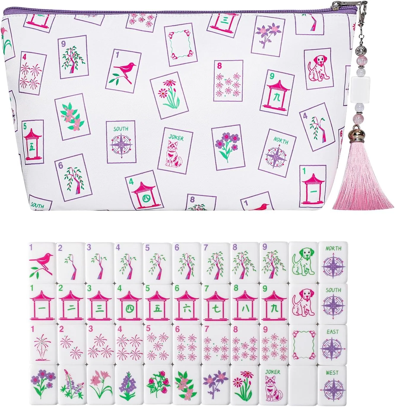 GUSTARIA — Mini Mahjong Tiles Set, American Mahjong Game Set with 160 0.94in Acrylic Tiles, 4 Racks and a Carrying Bag
