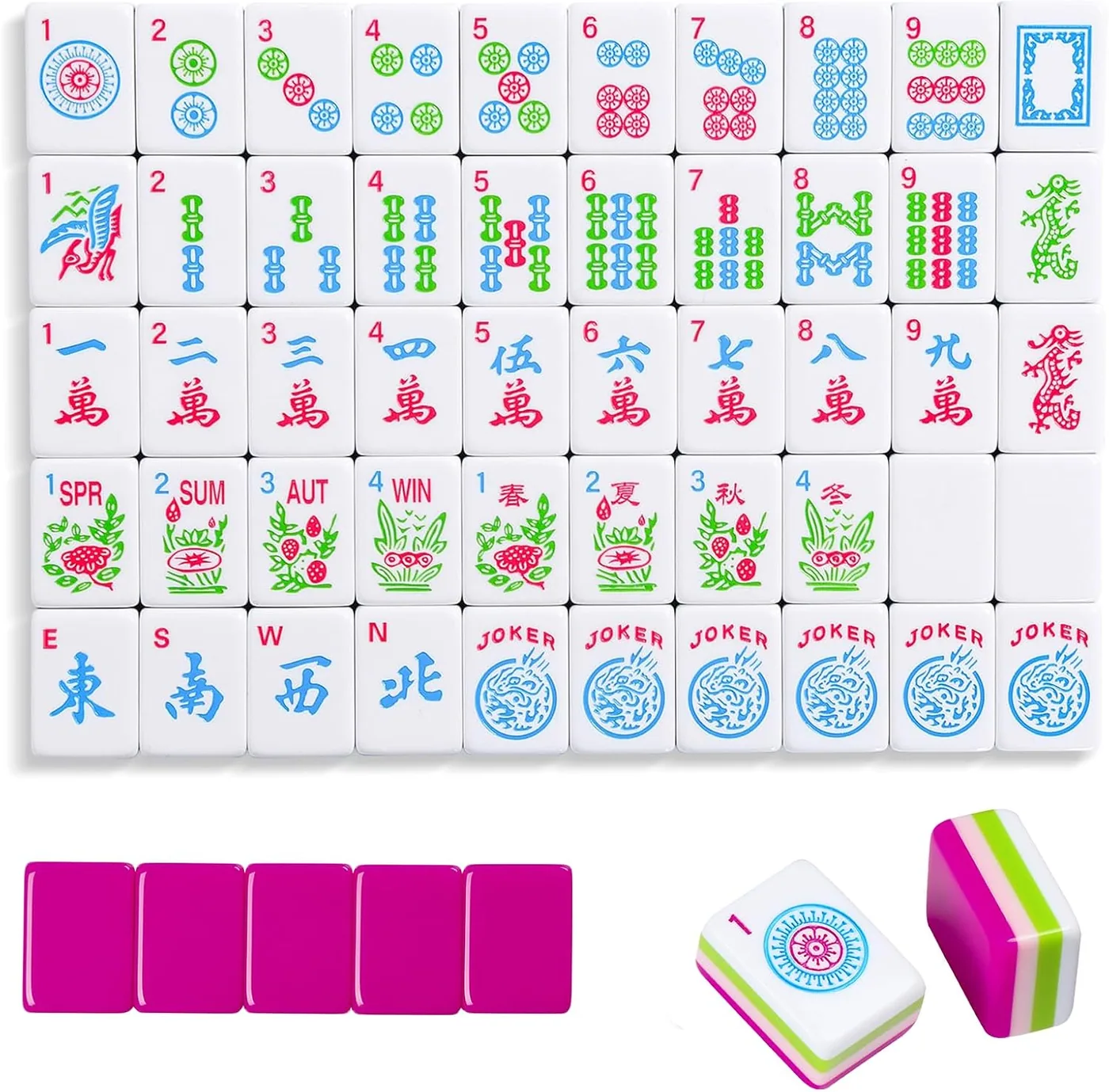 TIASUSAN — Engraved American Mahjong Tile Set (4 Layer), 166 Acrylic Tiles with Carrying Bag and Accessories