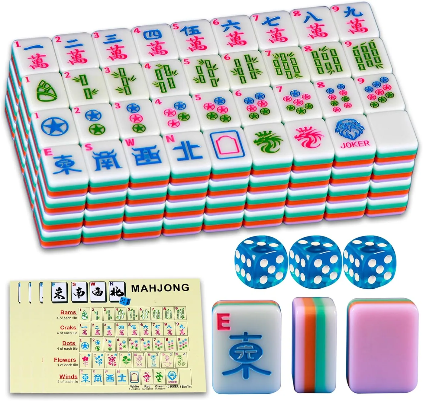 YANMEIYA — Pink American Mahjong Set, 160 Tiles, 1.2-inch
