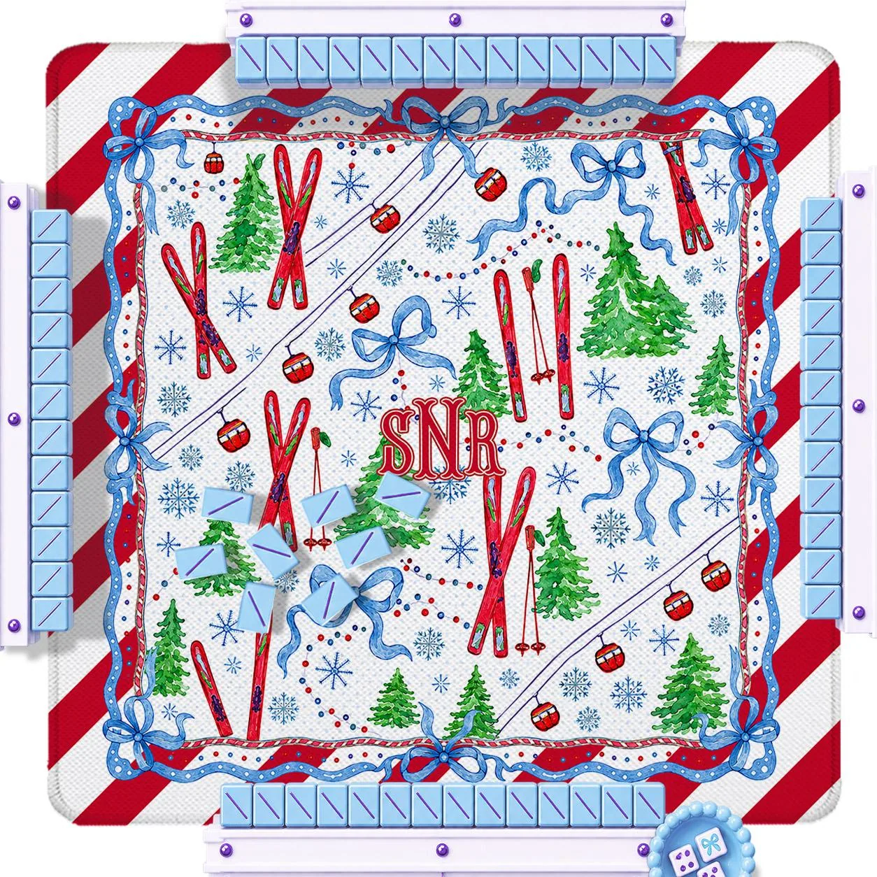Christmas Custom Mahjong Mat - Snow Bunny