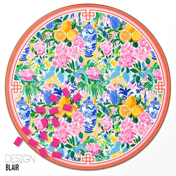 Custom Round Mahjong Mat - Blair