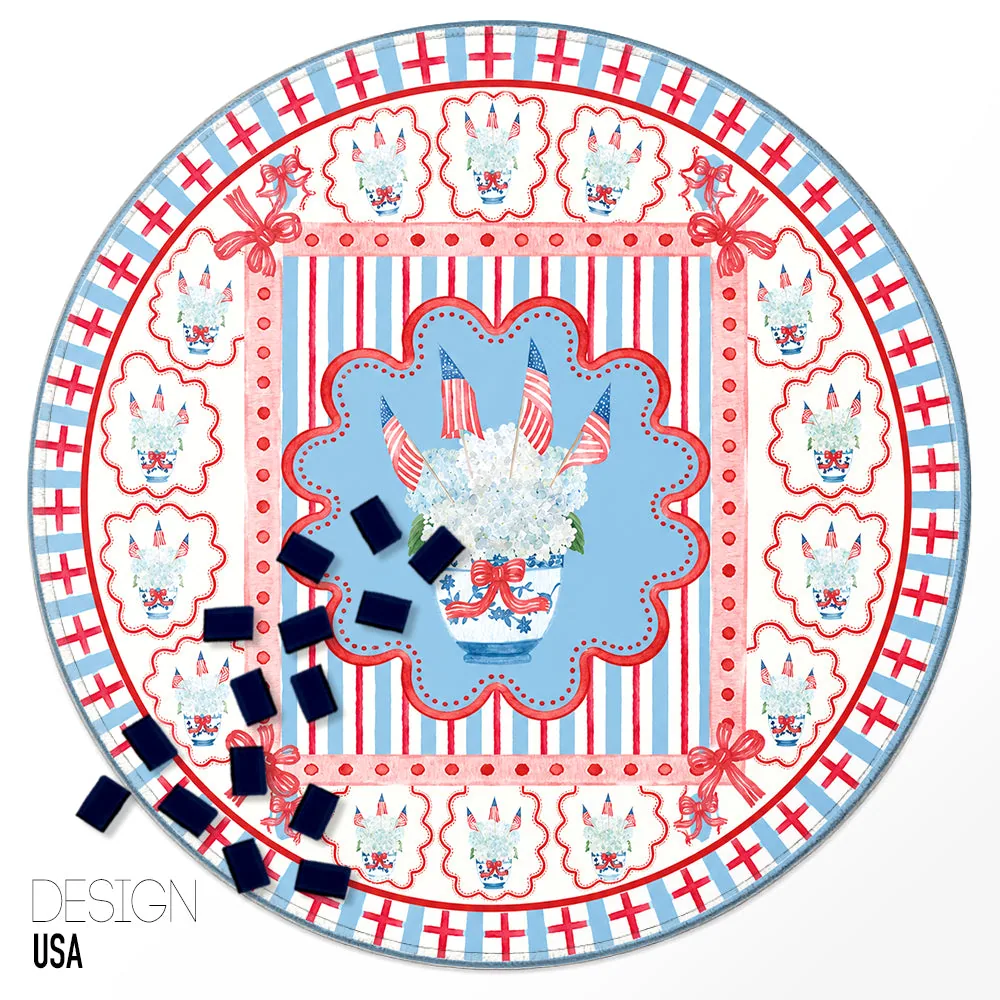 Custom Round Mahjong Mat - USA