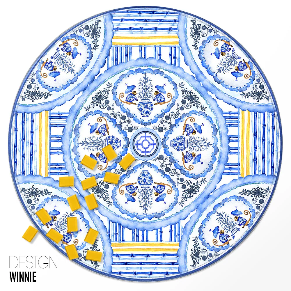 Custom Round Mahjong Mat - Winnie