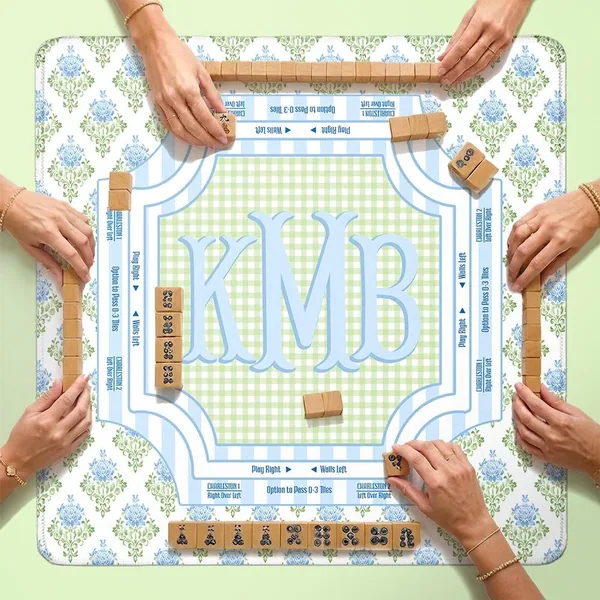 Custom Mahjong Mat, Dixie (Green Gingham)