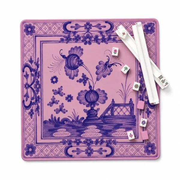 Italian Floral in Pink and Navy Mahjong Mat