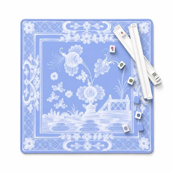 Italian Floral in Powder Blue Mahjong Mat