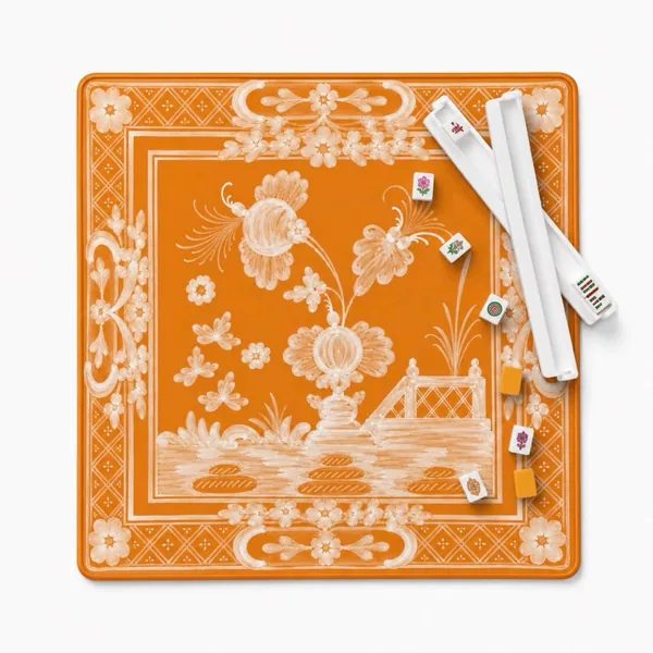 Italian Floral in Tangerine Mahjong Mat