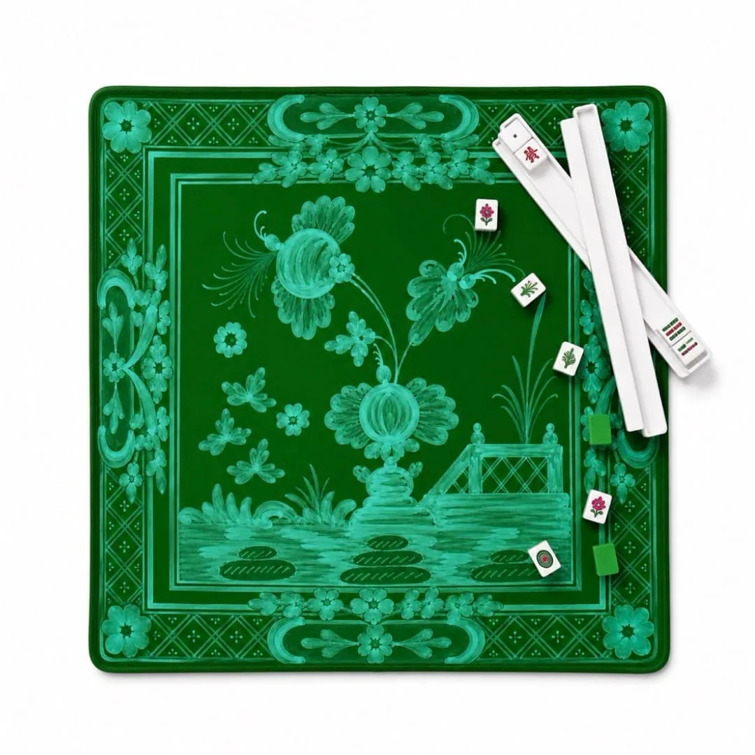Italian Floral in Turquoise and Green Mahjong Mat