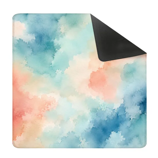 Blue Coral Watercolor Square Mahjong Mat
