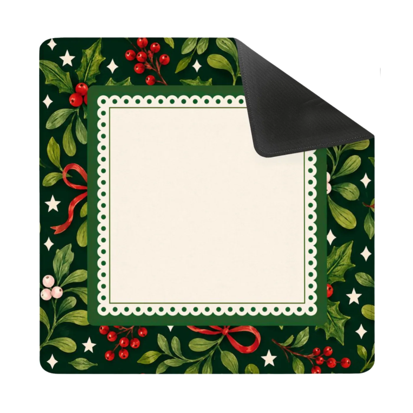 Christmas Botanical Bow Mahjong Mat