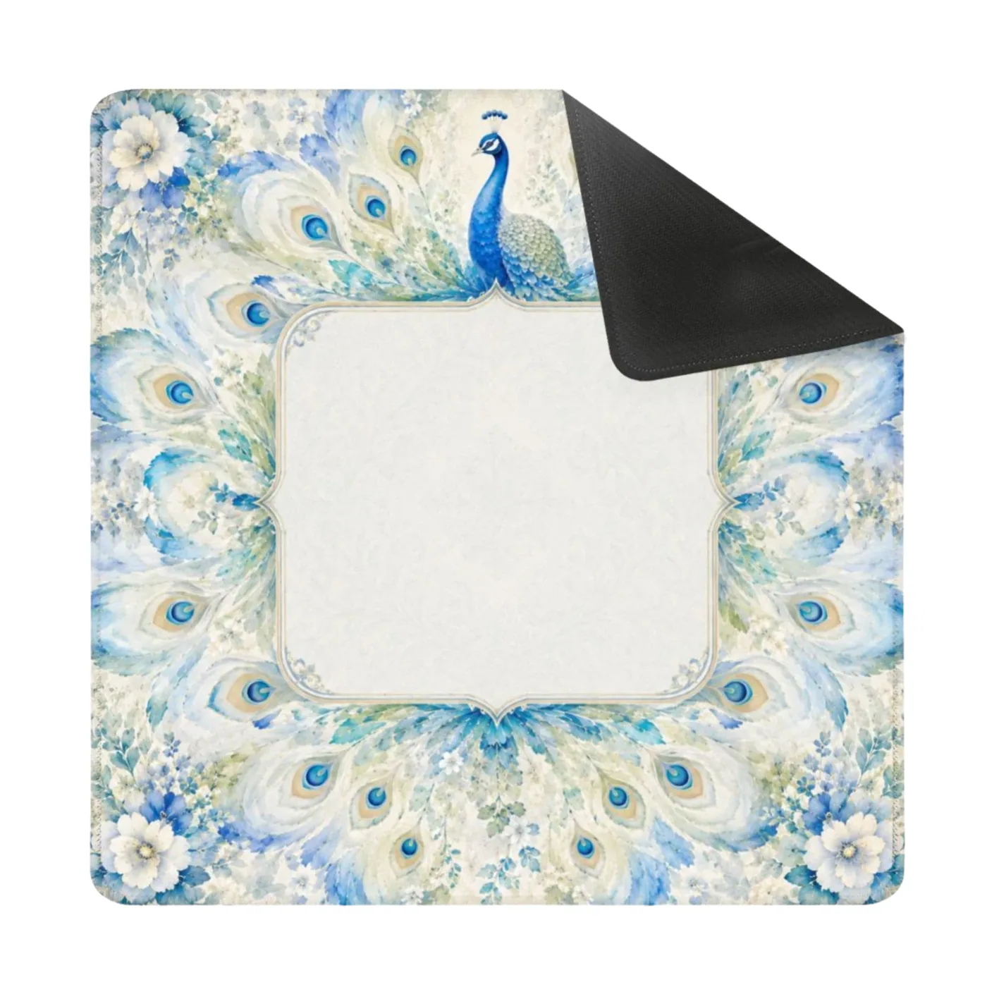 Colorful Watercolor Peacock Mahjong Mat