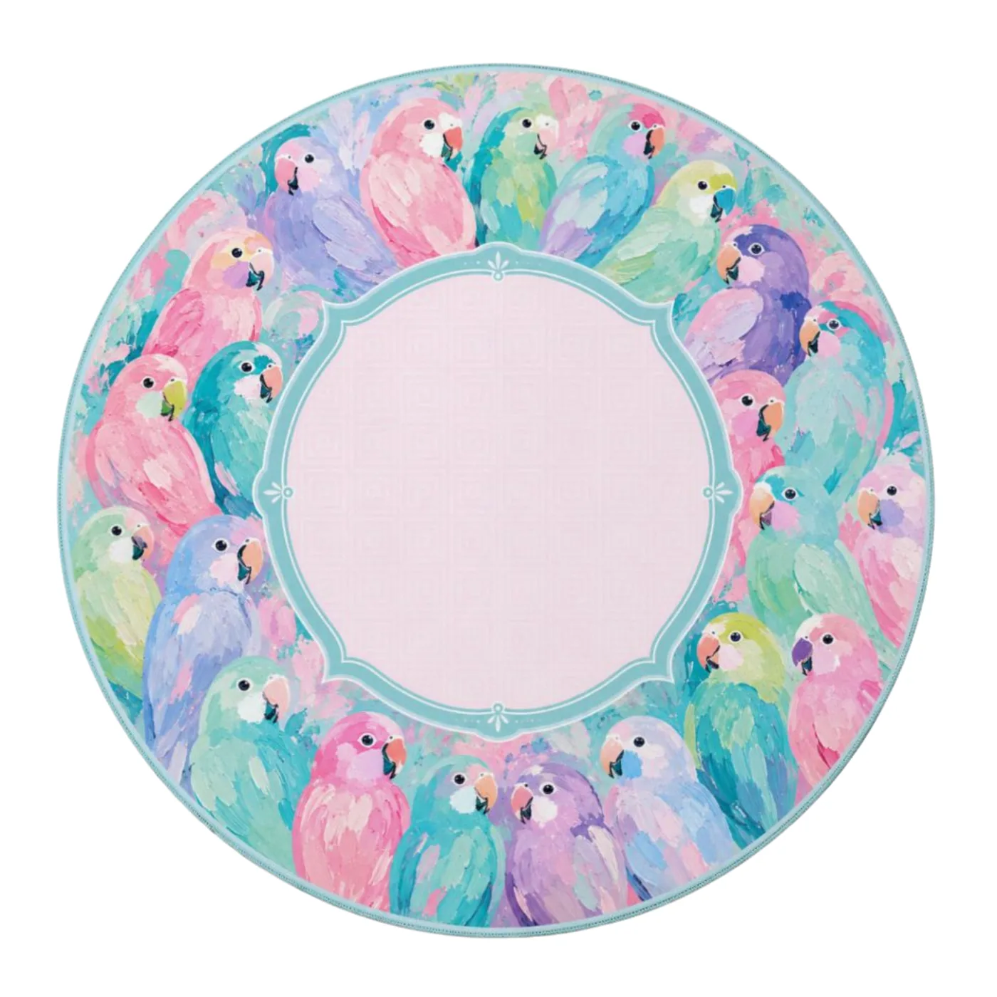 Pastel Parrot Round Mahjong Mat