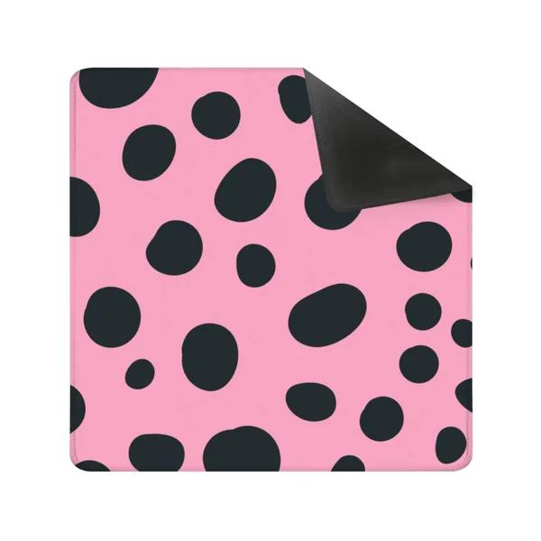 Pink Black Polka Dot Square Mahjong Mat