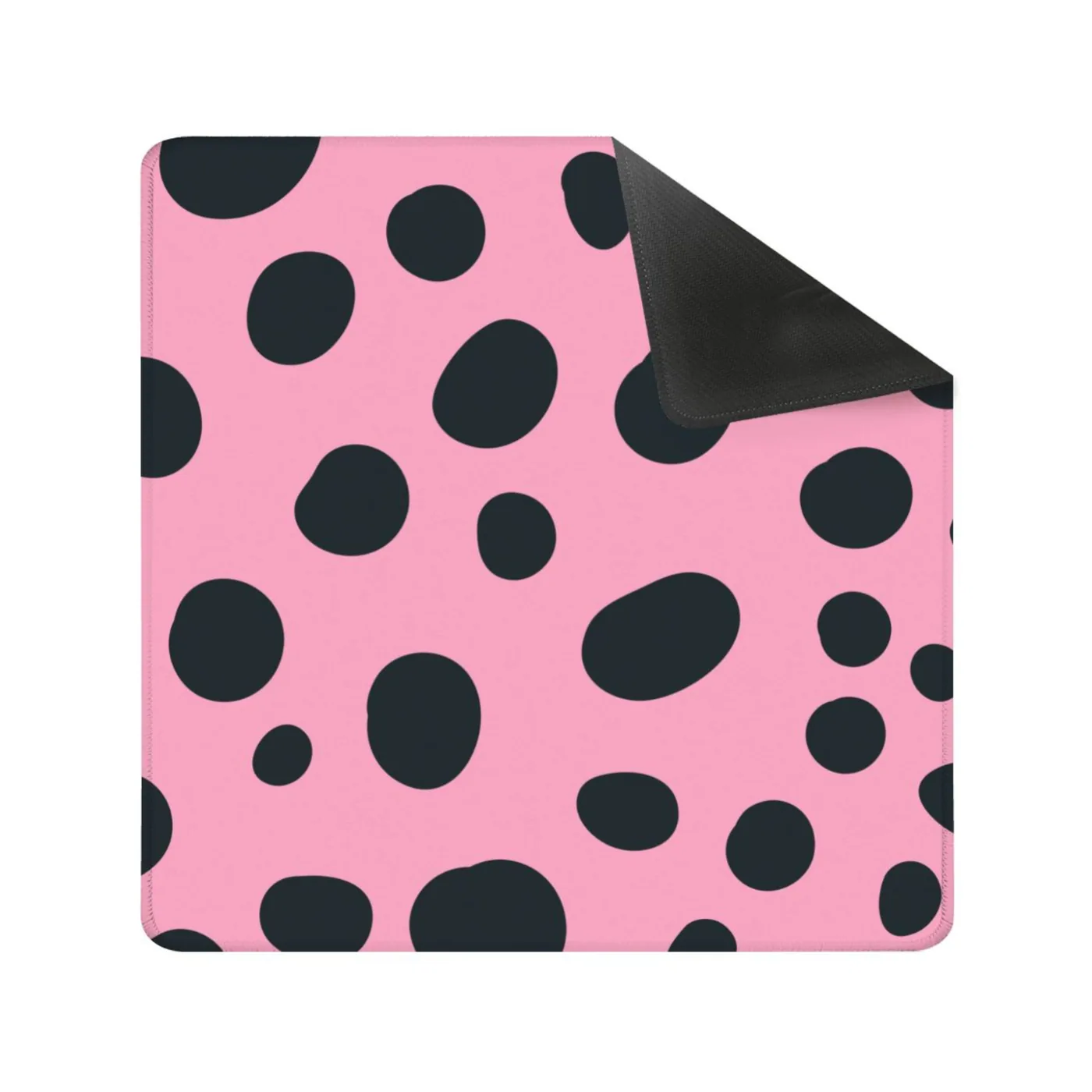 Pink Black Polka Dot Square Mahjong Mat