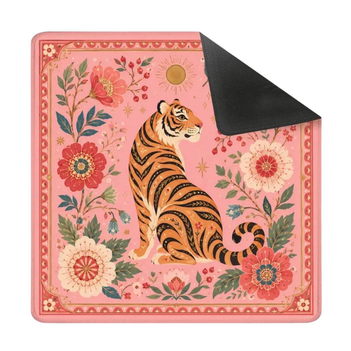 Pink Tiger Floral Mahjong Mat
