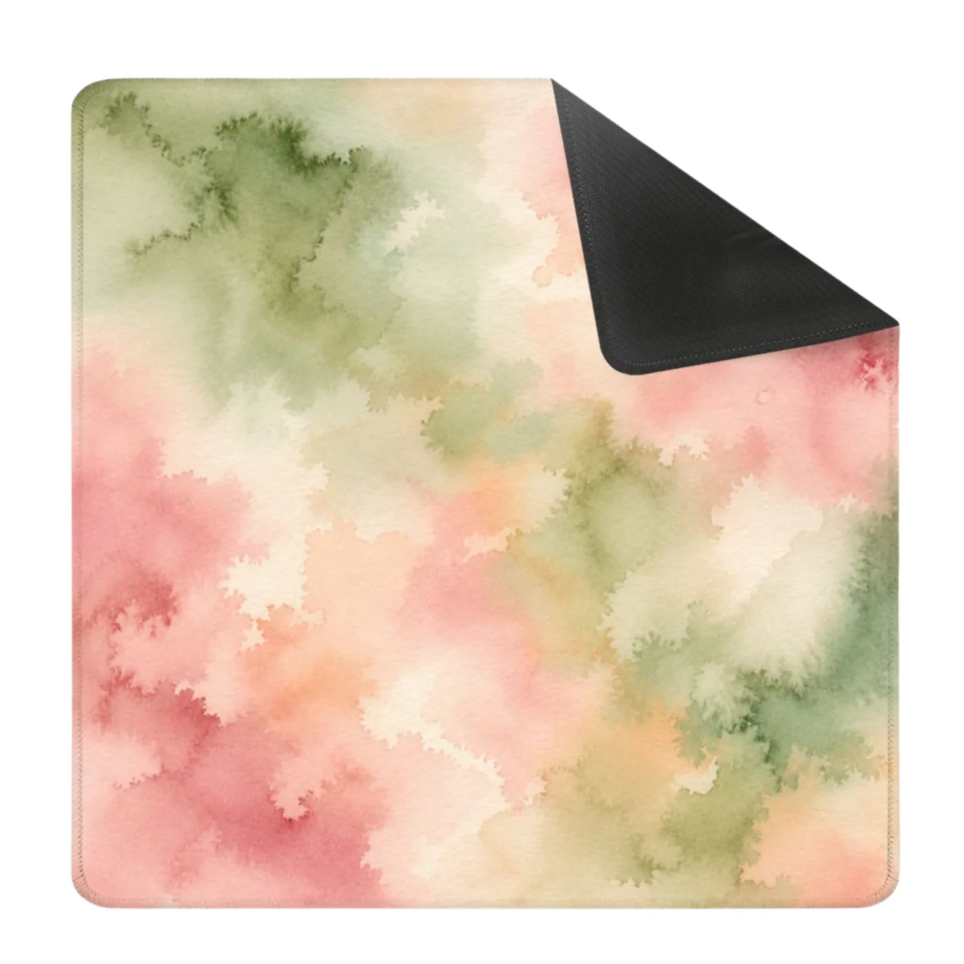 Sage Pink Watercolor Square Mahjong Mat