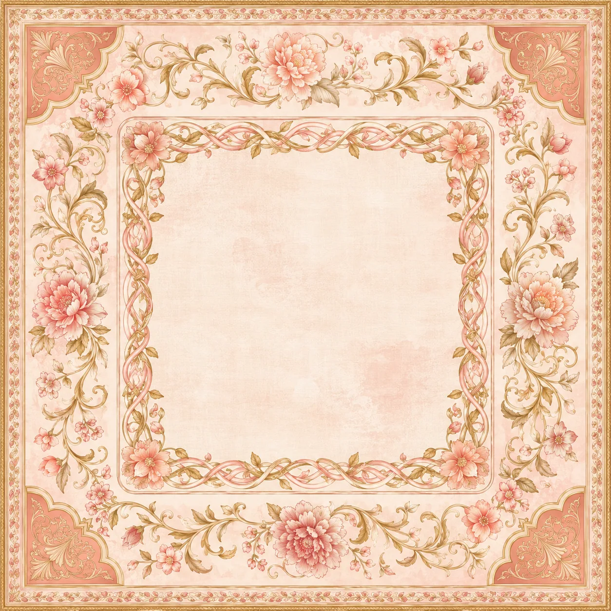 Rose & Gilt — Blush Baroque Mahjong Mat