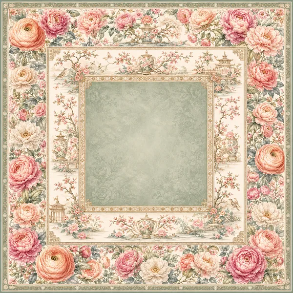 Blossom & Blue — Soft Chinoiserie Peony Mahjong Mat