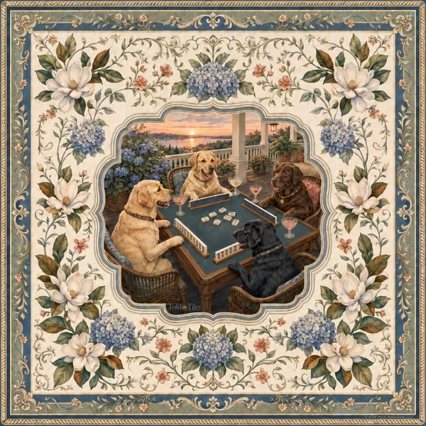 Sunset on the Bay Mahjong Mat | Labrador