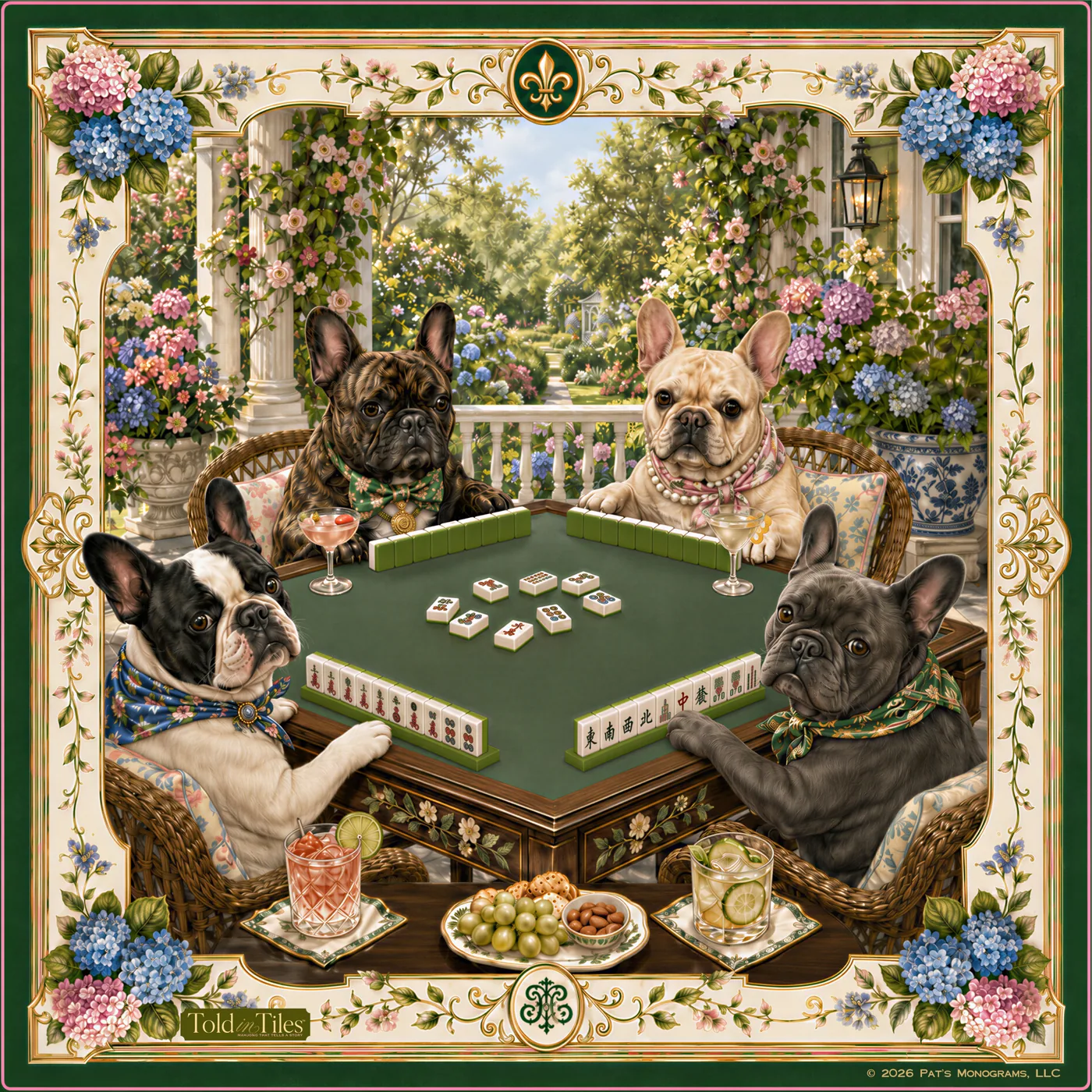 Garden District Mahjong Mat | French Bulldogs