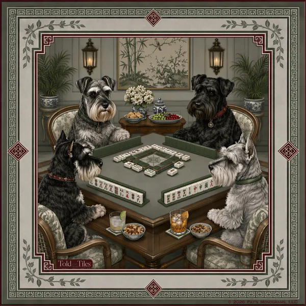 All Paws, No Pause Mahjong Mat | Schnauzer