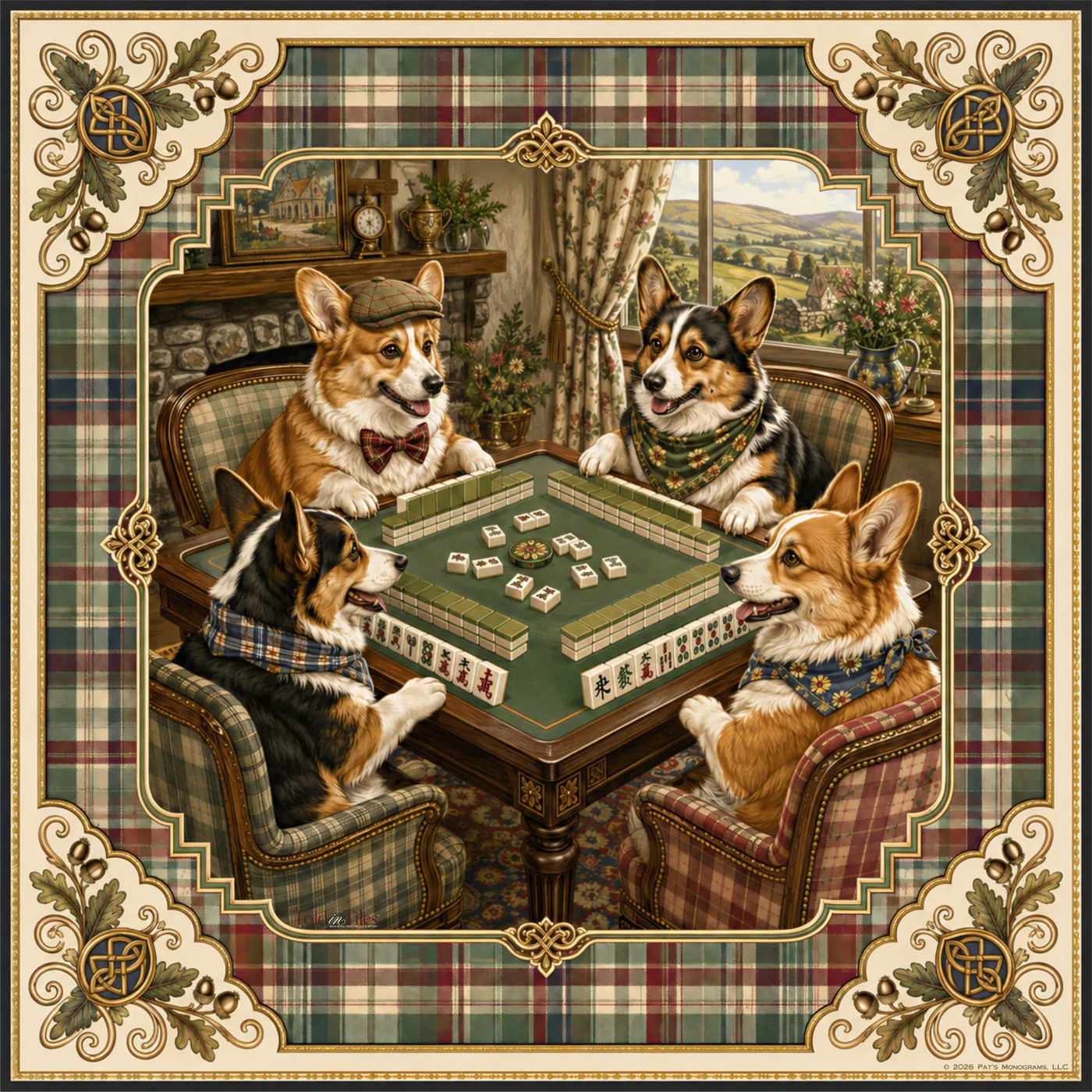 The Corgi Cottage Mahjong Mat