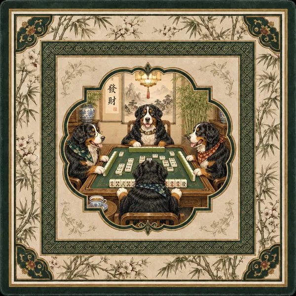 The Jade Parlor — Bernese Mountain Dog Mahjong Mat