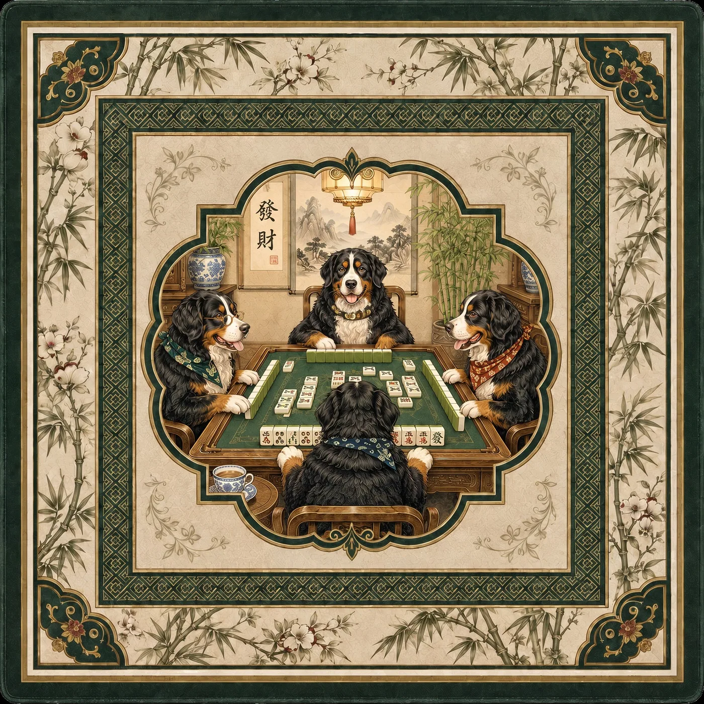 The Jade Parlor — Bernese Mountain Dog Mahjong Mat