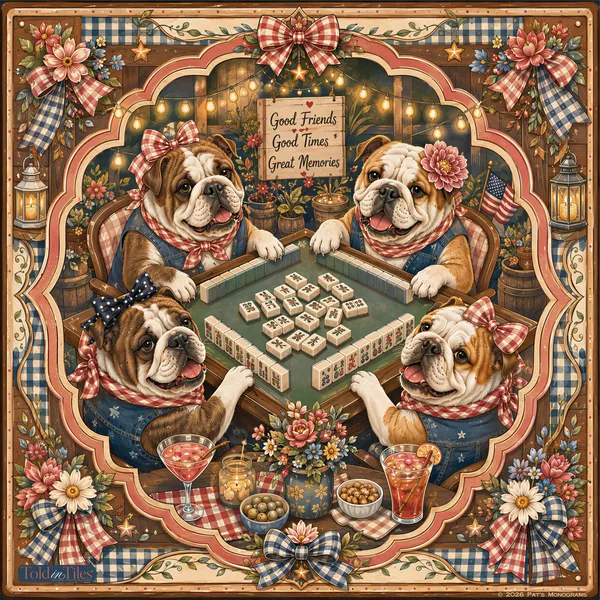 Good Friends, Great Tiles Mahjong Mat | English Bulldogs